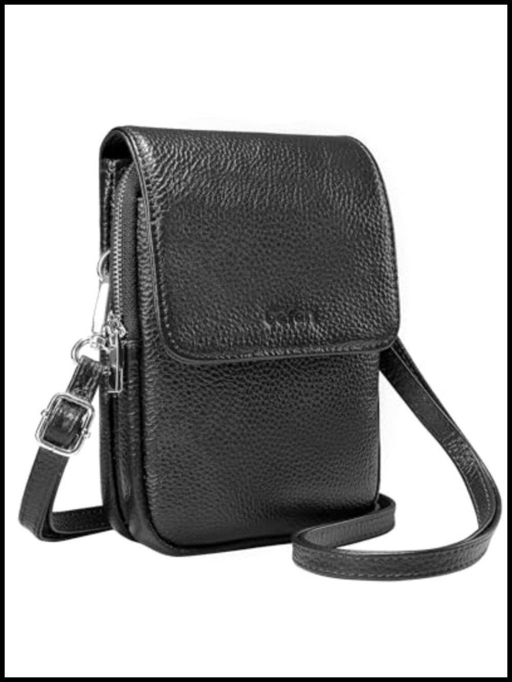Genuine Leather Crossbody Bag RFID Blocking Card Slots Adjustable Strap